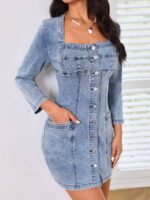 Rochie Scurta Donella Din Denim - imagine 5