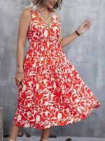 Rochie Midi Sally Alba Cu Model Cu Frunze Portocalii - Marimi Mari - imagine 3
