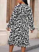 Rochie Midi Corsina Alba cu Print Leopard Negru - imagine 2