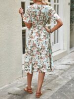 Rochie Midi Amora Bleu Deschis Inflorata - imagine 2