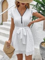 Rochie Scurta Grigorina Alba Cu Cordon