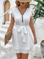 Rochie Scurta Grigorina Alba Cu Cordon - imagine 4