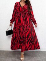 Rochie Lunga Belinda Rosie Cu Model Tip Zebra Negru - Marimi Mari - imagine 5