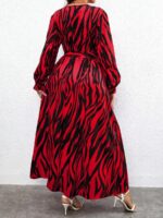 Rochie Lunga Belinda Rosie Cu Model Tip Zebra Negru - Marimi Mari - imagine 2