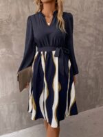 Rochie Midi Carine Bleumarin Cu Cordon - imagine 3