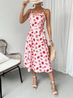 Rochie Midi Regina Alba Cu Model Cu Capsuni - imagine 3