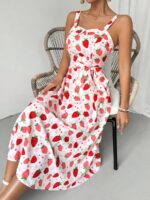 Rochie Midi Regina Alba Cu Model Cu Capsuni - imagine 5