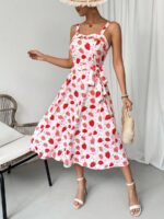 Rochie Midi Regina Alba Cu Model Cu Capsuni
