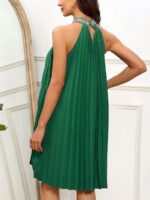 Rochie Scurta Simone Verde Cu Pliuri - imagine 2