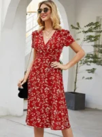 Rochie Midi Andiana Rosie Cu Model Floral Alb - imagine 3
