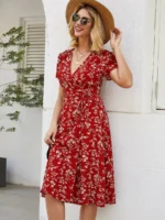 Rochie Midi Andiana Rosie Cu Model Floral Alb - imagine 4