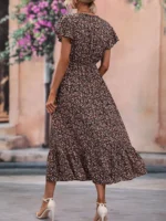 Rochie Lunga Alexandrina Neagra Cu Model Floral Multicolor - imagine 2