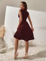 Rochie Midi Jocasta Grena Cu Pliuri - imagine 2