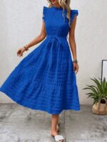 Rochie Midi Hettie Albastra Cu Cordon