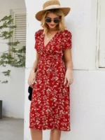 Rochie Midi Andiana Rosie Cu Model Floral Alb