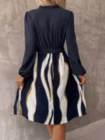 Rochie Midi Carine Bleumarin Cu Cordon - imagine 2