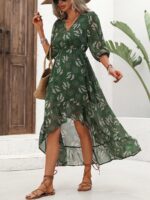 Rochie Lunga Issaias Verde Cu Model Cu Pene - imagine 3