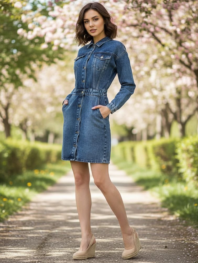 752 Rochie scurta din denim Stefany - imagine 1