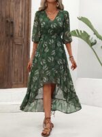 Rochie Lunga Issaias Verde Cu Model Cu Pene - imagine 5