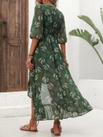 Rochie Lunga Issaias Verde Cu Model Cu Pene - imagine 2