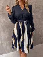 Rochie Midi Carine Bleumarin Cu Cordon - imagine 5