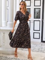 Rochie Midi Rosemary Neagra Inflorata