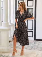 Rochie Midi Rosemary Neagra Inflorata - imagine 3