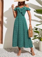 Rochie Lunga Florentina Verde - imagine 3