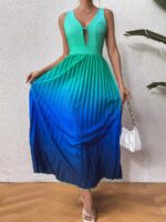 Rochie Lunga Haga Din 2 Culori : Verde Si Albastru - imagine 4