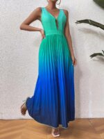 Rochie Lunga Haga Din 2 Culori : Verde Si Albastru - imagine 5