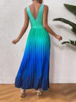 Rochie Lunga Haga Din 2 Culori : Verde Si Albastru - imagine 2