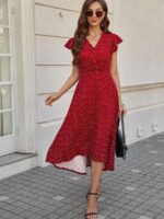 Rochie Midi Sathia Rosie Cu Inimioare Albe - imagine 5