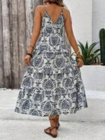Rochie Midi Ortansa Bej cu Print Geometric - imagine 2