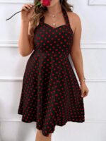 Rochie Scurta Osmo Neagra cu Buline Rosii