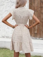Rochie Scurta Harly Bej Cu Buline Negre - imagine 2