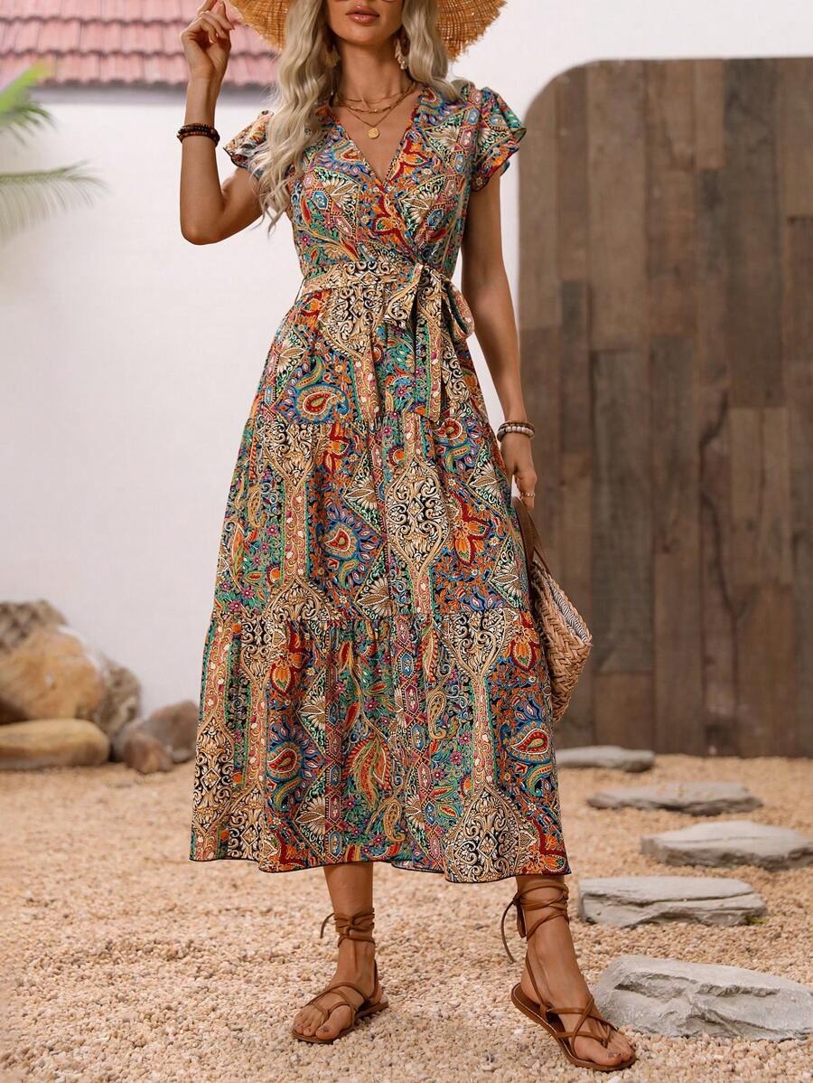 11 Rochie Lunga Tanny cu Imprimeu Multicolor - imagine 1