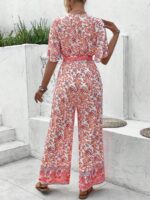 Salopeta Lunga Anastacia Alba Cu Model Floral Rosu - imagine 2