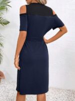 Rochie Midi Gaca Bleumarin Cu Cordon - imagine 2
