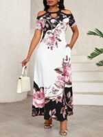 Rochie Lunga Regine Alba Inflorata - imagine 4