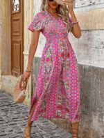 Rochie Lunga Amber Roz Cu Print Multicolor