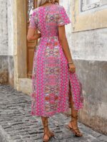 Rochie Lunga Amber Roz Cu Print Multicolor - imagine 2