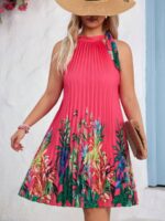 Rochie Scurta Rachel Roz Cu Pliuri - Marimi Mari