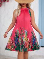 Rochie Scurta Rachel Roz Cu Pliuri - Marimi Mari - imagine 4