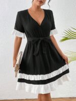 Rochie Scurta Gavamar Neagra Cu Cordon