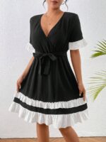 Rochie Scurta Gavamar Neagra Cu Cordon - imagine 4