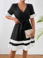 Rochie Scurta Gavamar Neagra Cu Cordon - imagine 5