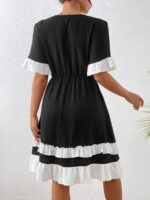 Rochie Scurta Gavamar Neagra Cu Cordon - imagine 2
