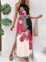 Rochie Lunga Stava Inflorata ,Cu Cordon