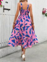 Rochie Lunga Madlen Roz Cu Model Floral Roz - imagine 2