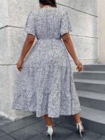 Rochie Lunga Garner Alba Cu Print Negru - Marimi Mari - imagine 2